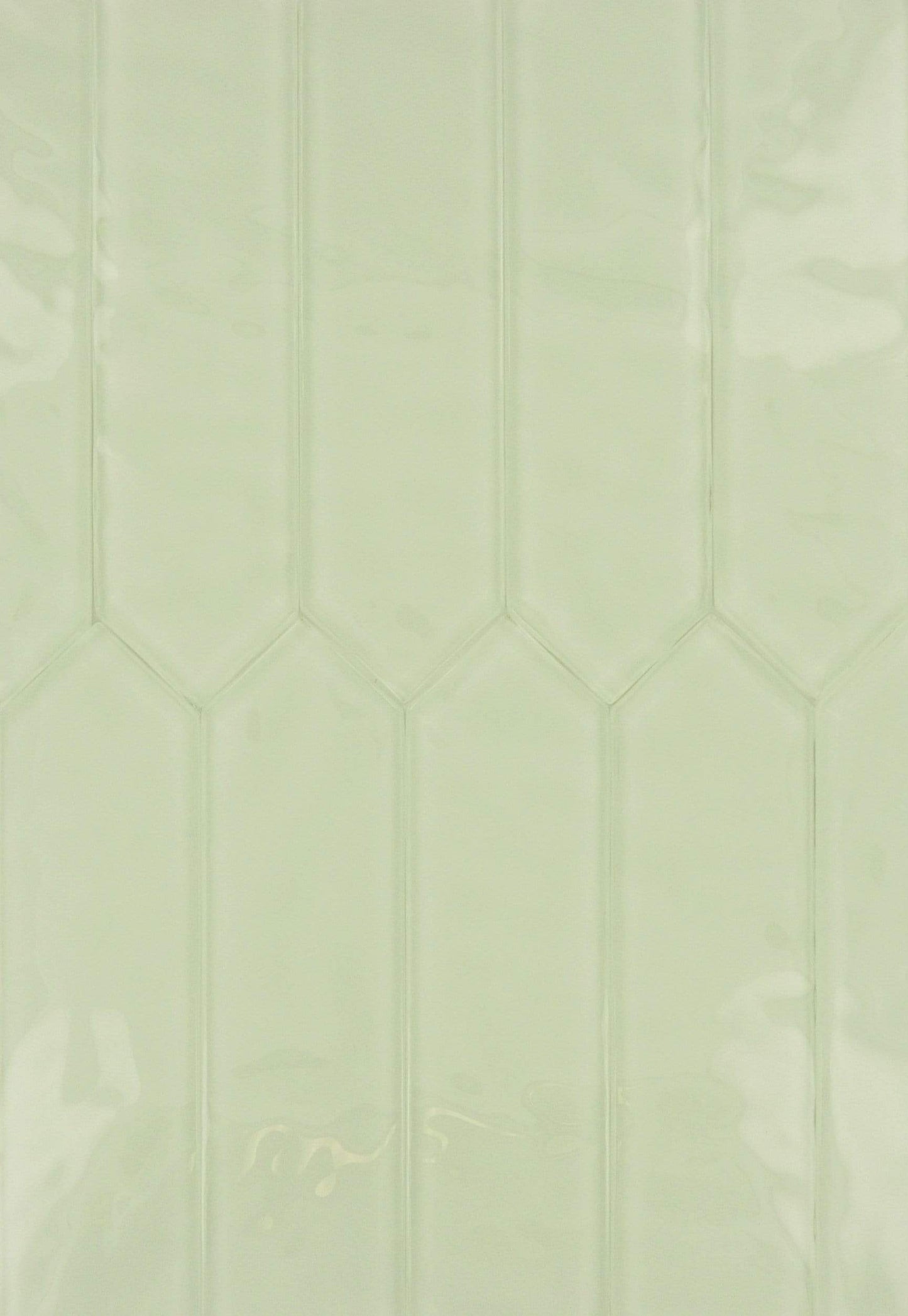 Eggshell White 3" x 10" Elongated Hexagon Rippled Glossy Glass Tile Euro Glass