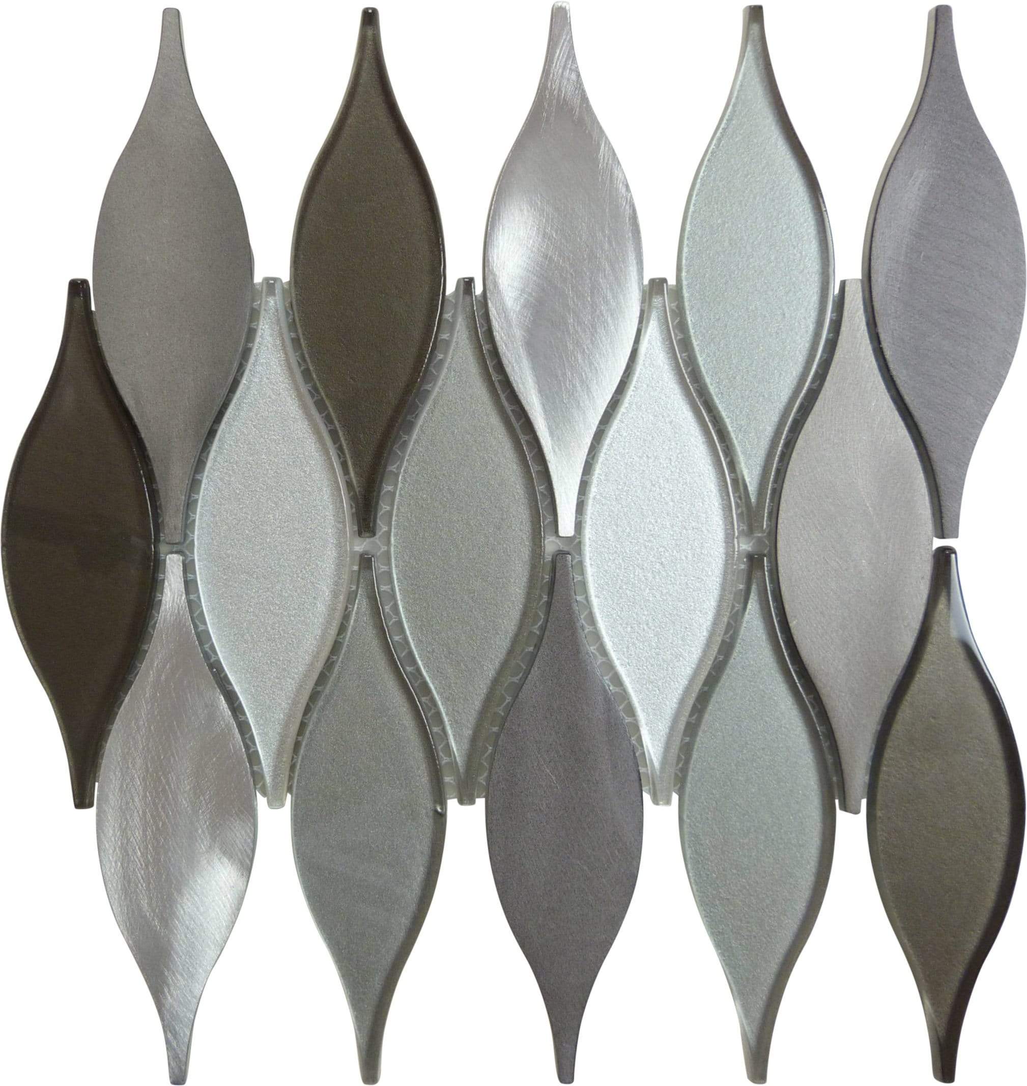 Velvet Truffle Unique Shape Silver Brown Glass & Metal Tile Euro Glass