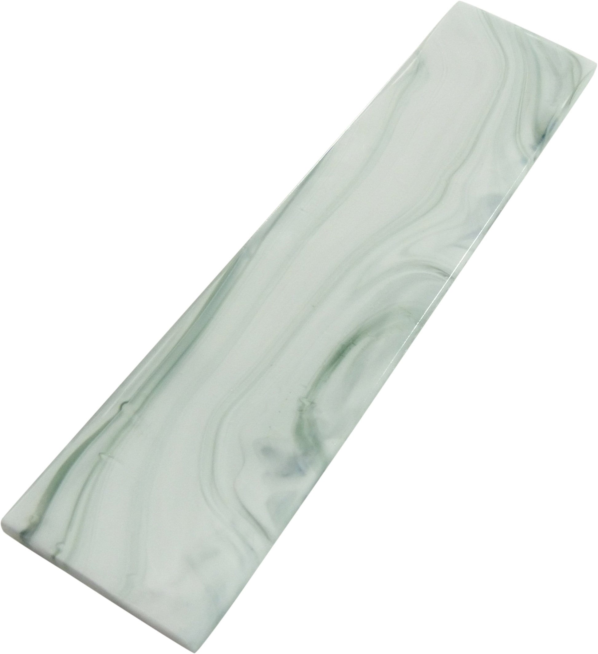 Elegant Swirl Deepsea Current Green 3" x 12" Glossy Glass Subway Pool Tile Euro Glass