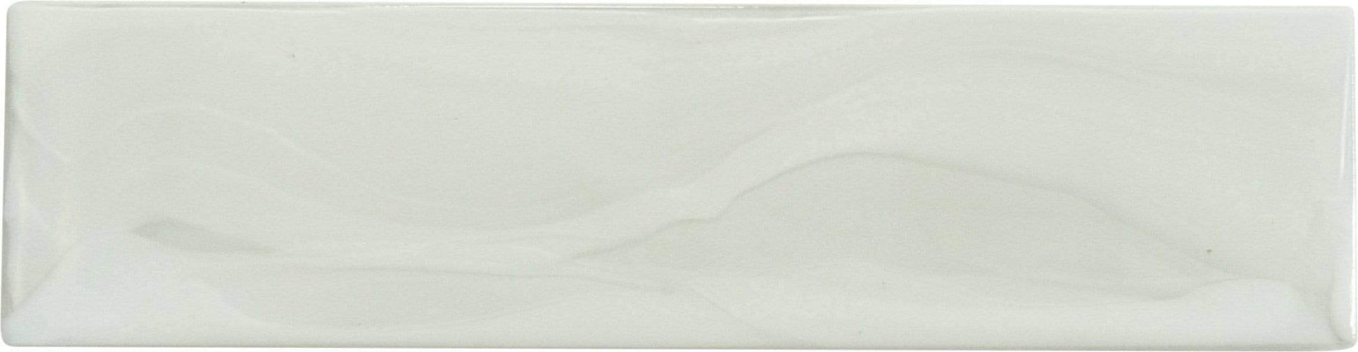 Elegant Swirl Porcelain Cloud White 3" x 12" Glossy Glass Subway Pool Tile Euro Glass