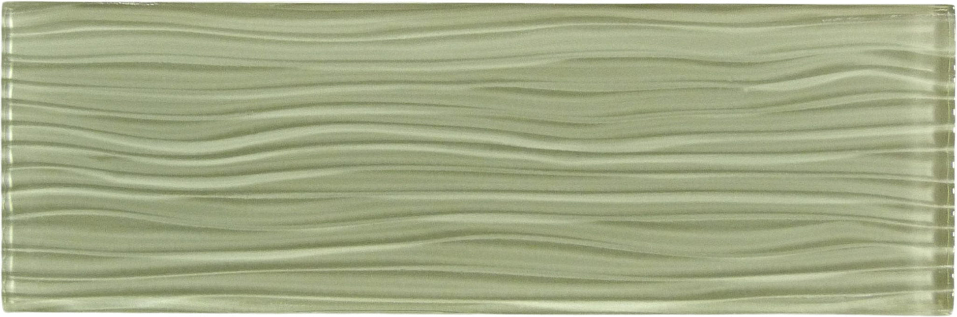 Fog Beige Wave 4'' x 12'' Glossy Glass Subway Tile Euro Glass