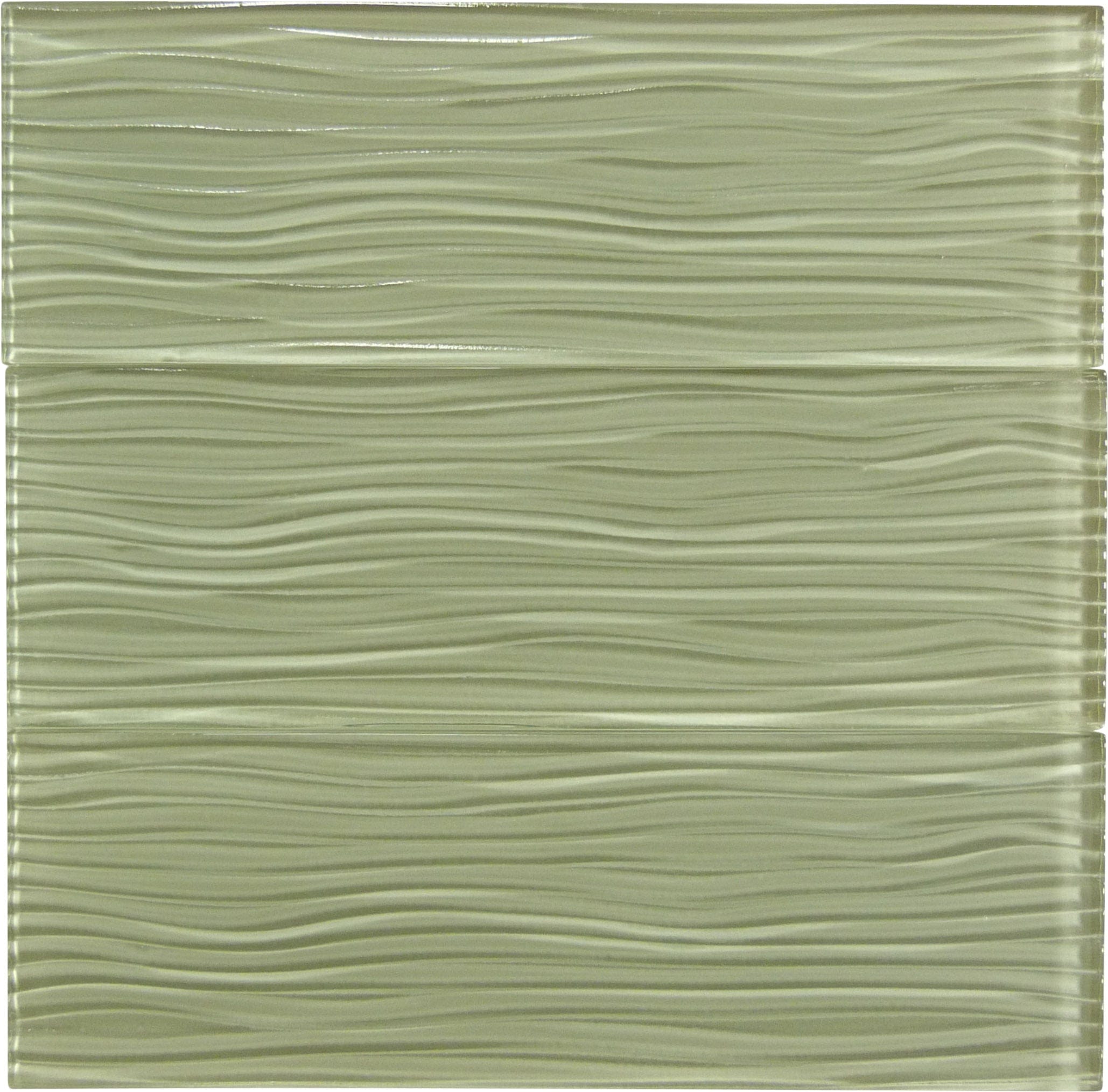 Fog Beige Wave 4'' x 12'' Glossy Glass Subway Tile Euro Glass