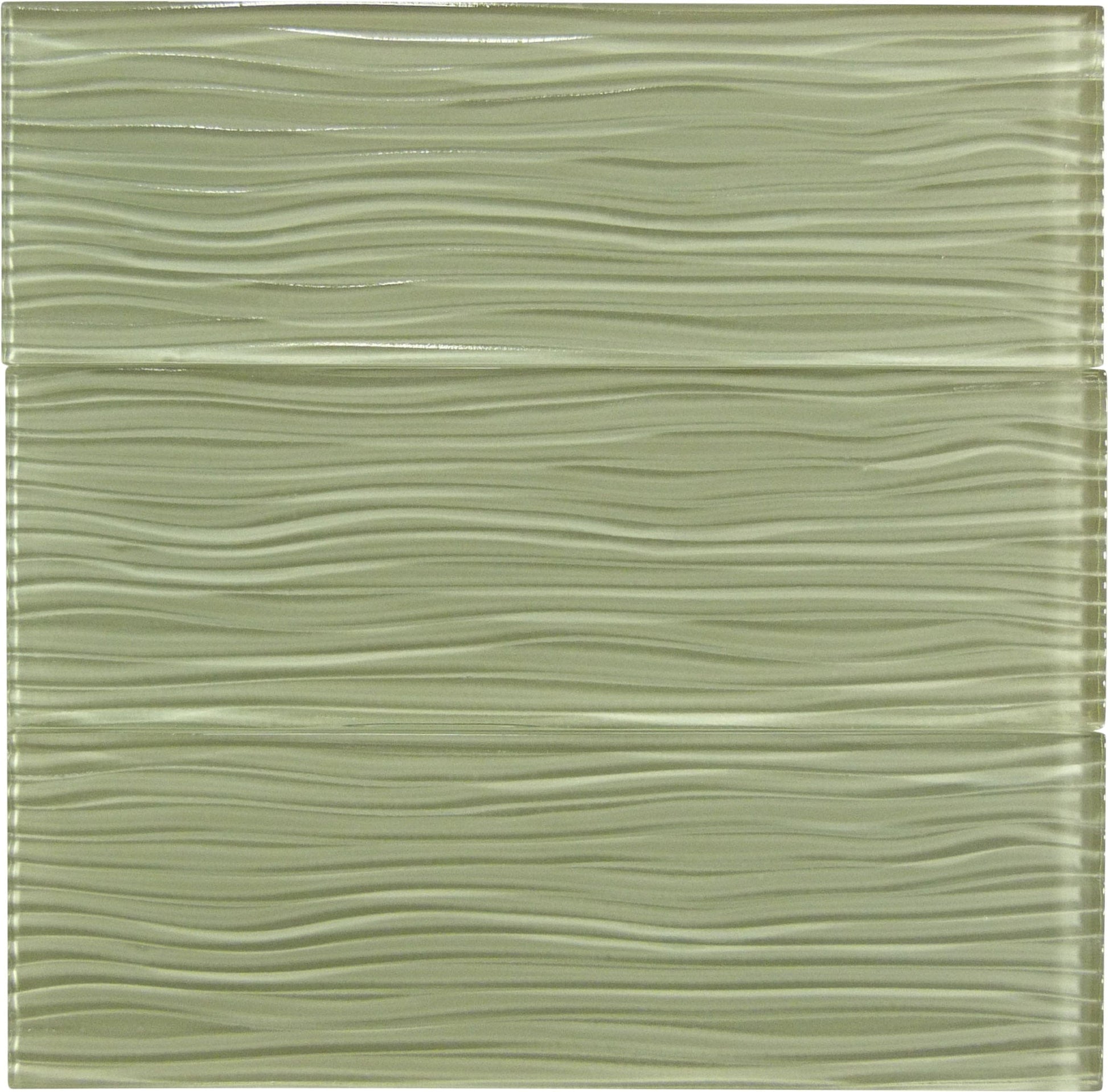 Fog Beige Wave 4'' x 12'' Glossy Glass Subway Tile Euro Glass