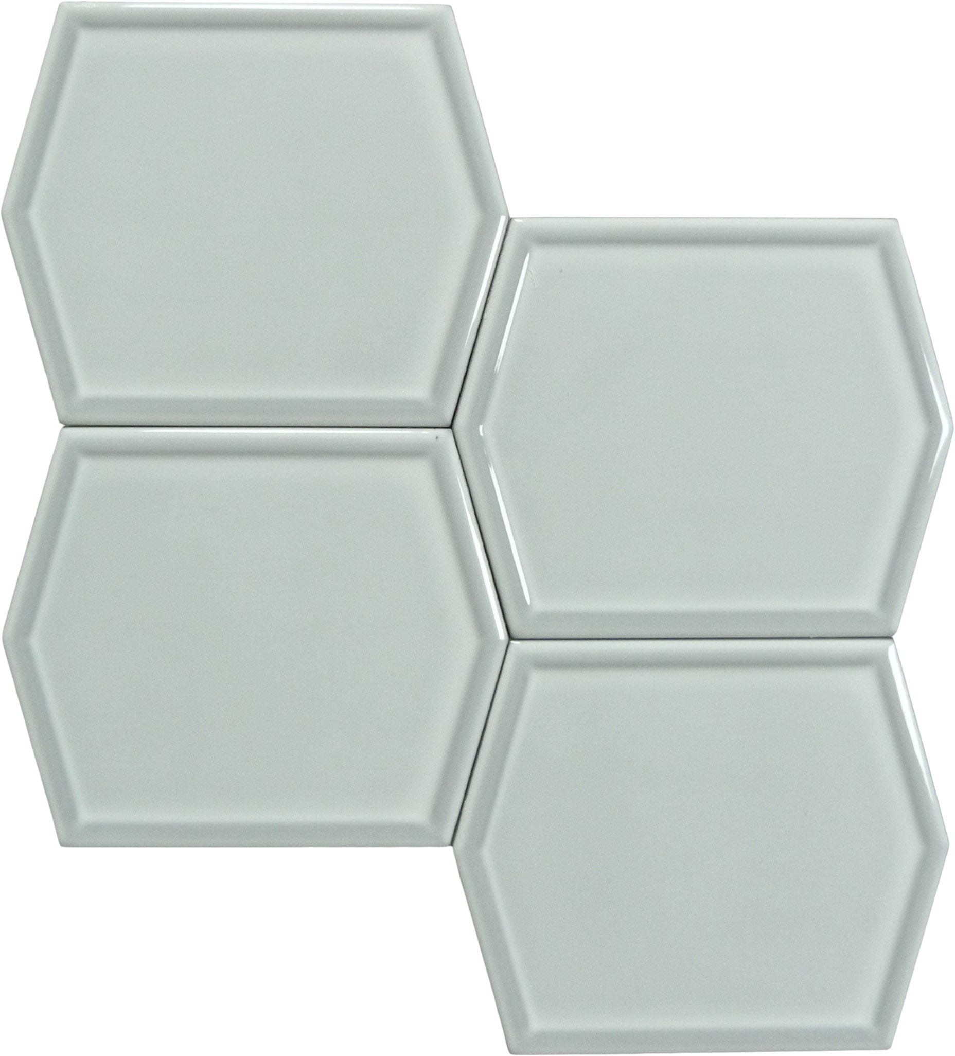 Gallant Corner Grey 5x6 Hexagon Glossy Ceramic Tile Euro Glass