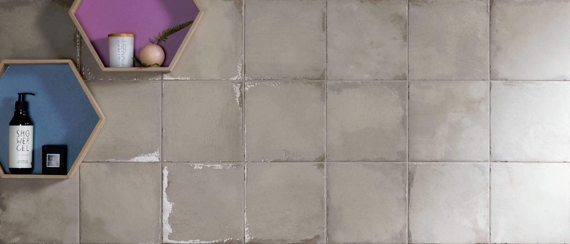 Geometric Calm Klay Pebble Grey 8" x 8" Multi Finished Porcelain Tile Euro Glass