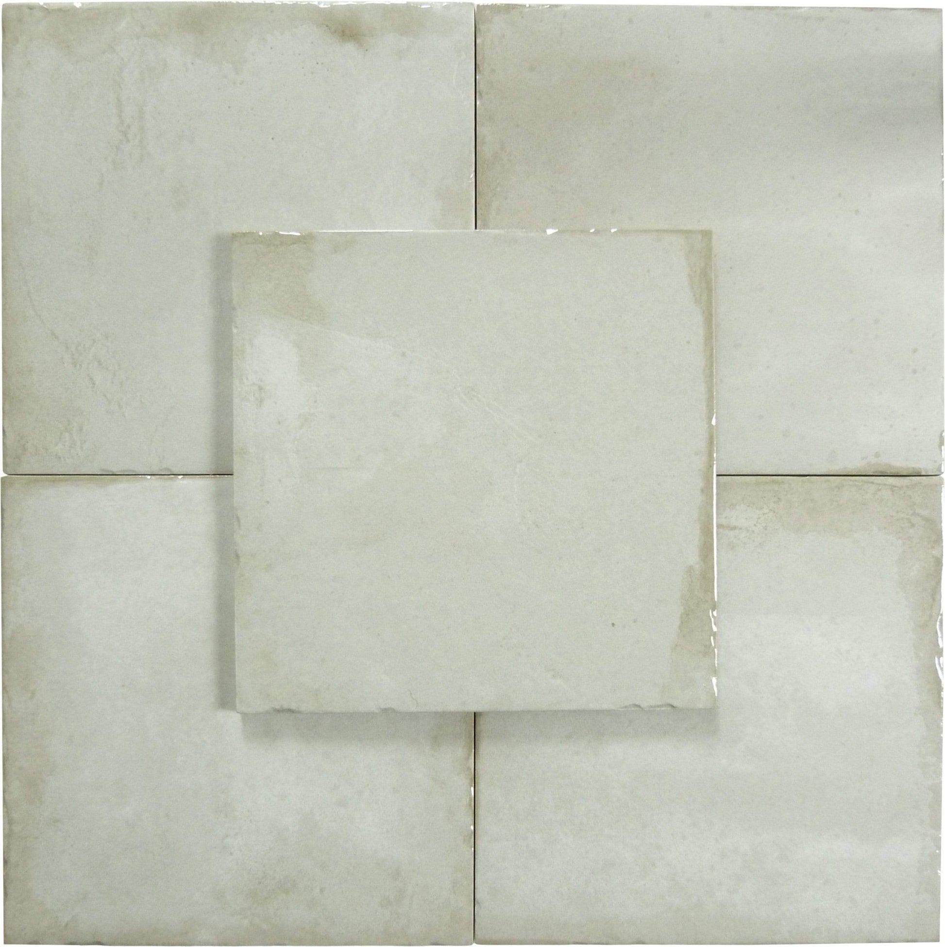 Geometric Calm Nacre White 8" x 8" Multi Finished Porcelain Tile Euro Glass