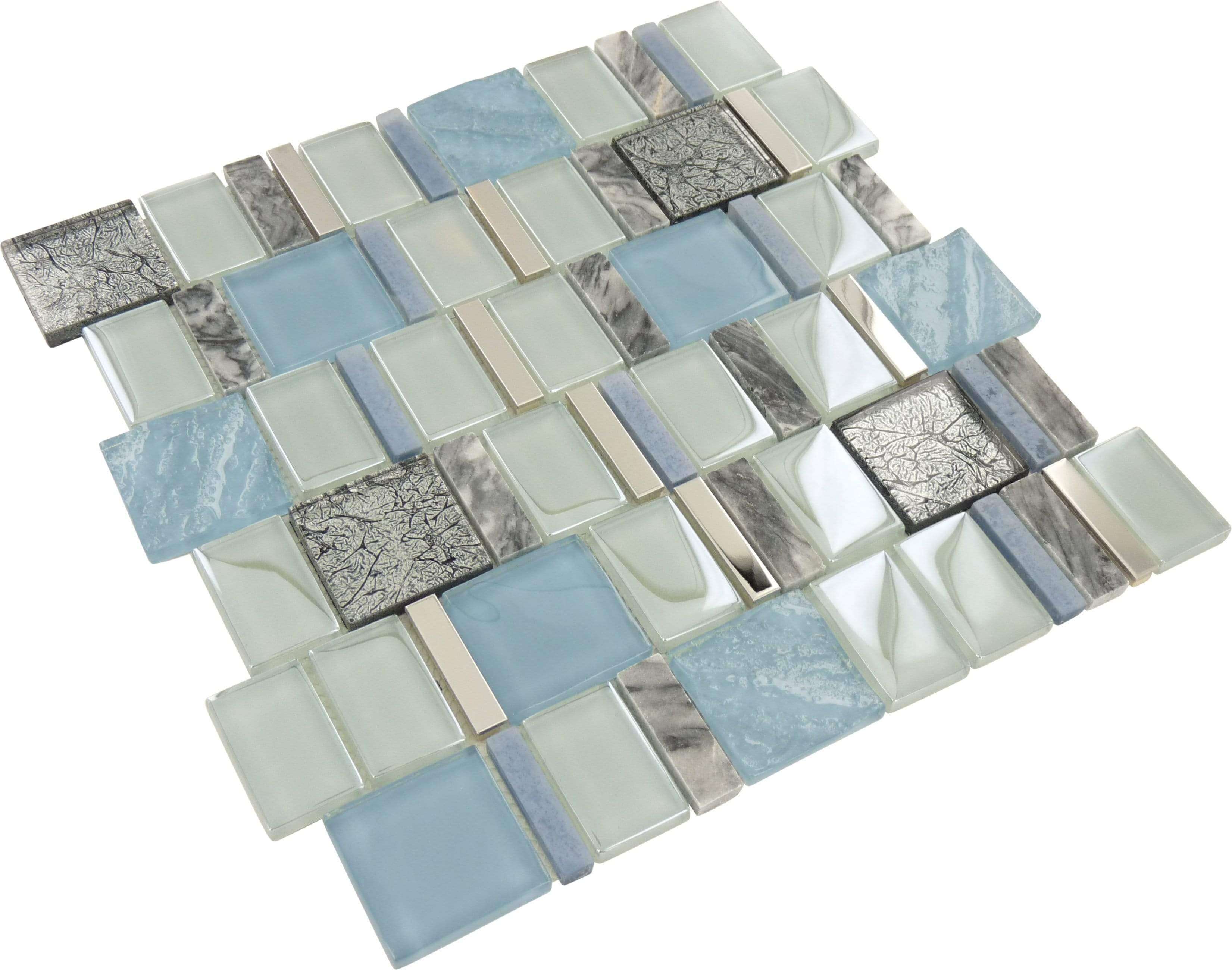 Astronomers Light Blue Unique Shapes Glass and Stone Tile Euro Glass