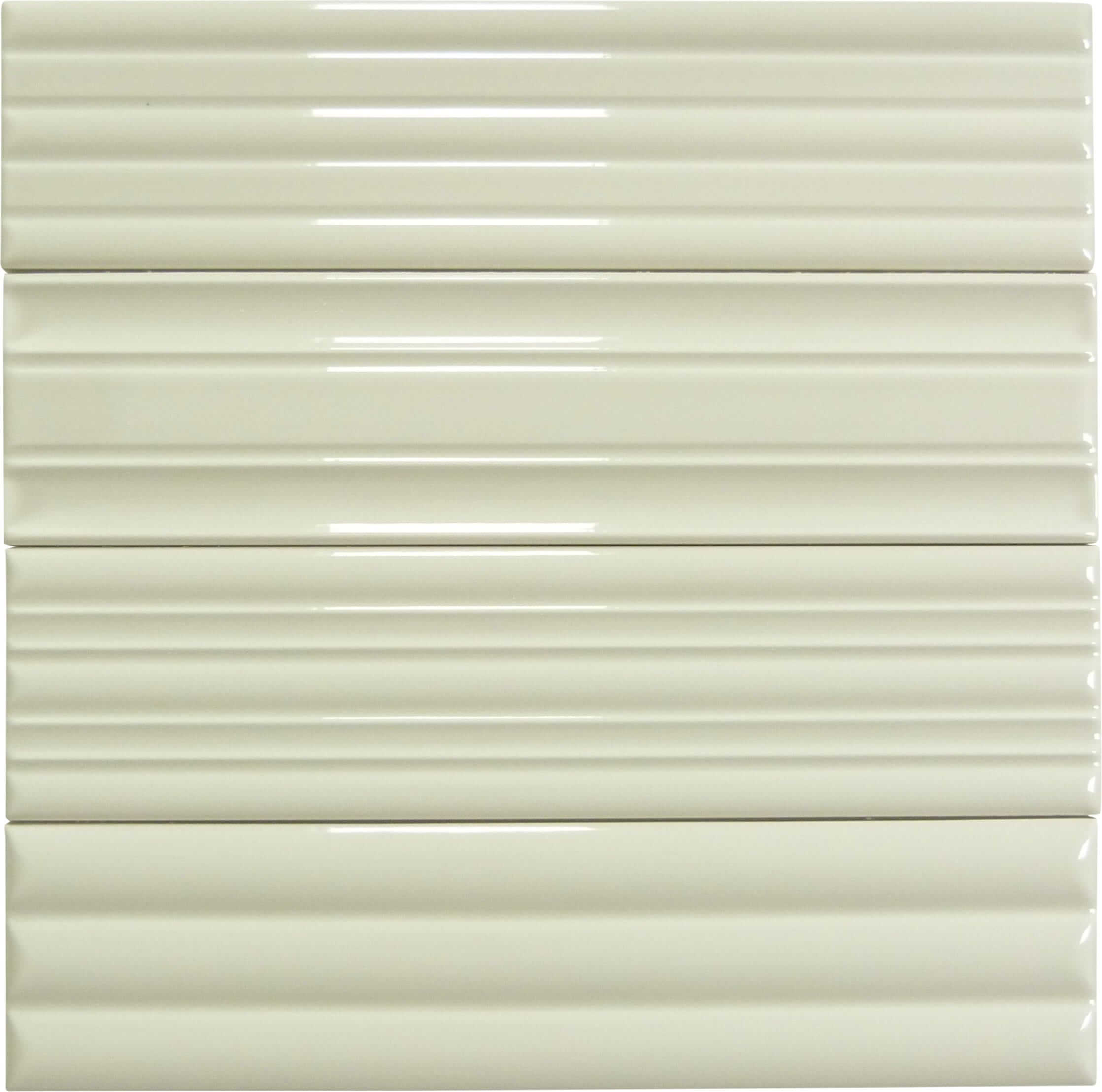 In Collection Lines Cream Decorative Mix 3" x 12" Glossy Ceramic Subway Tile Euro Glass