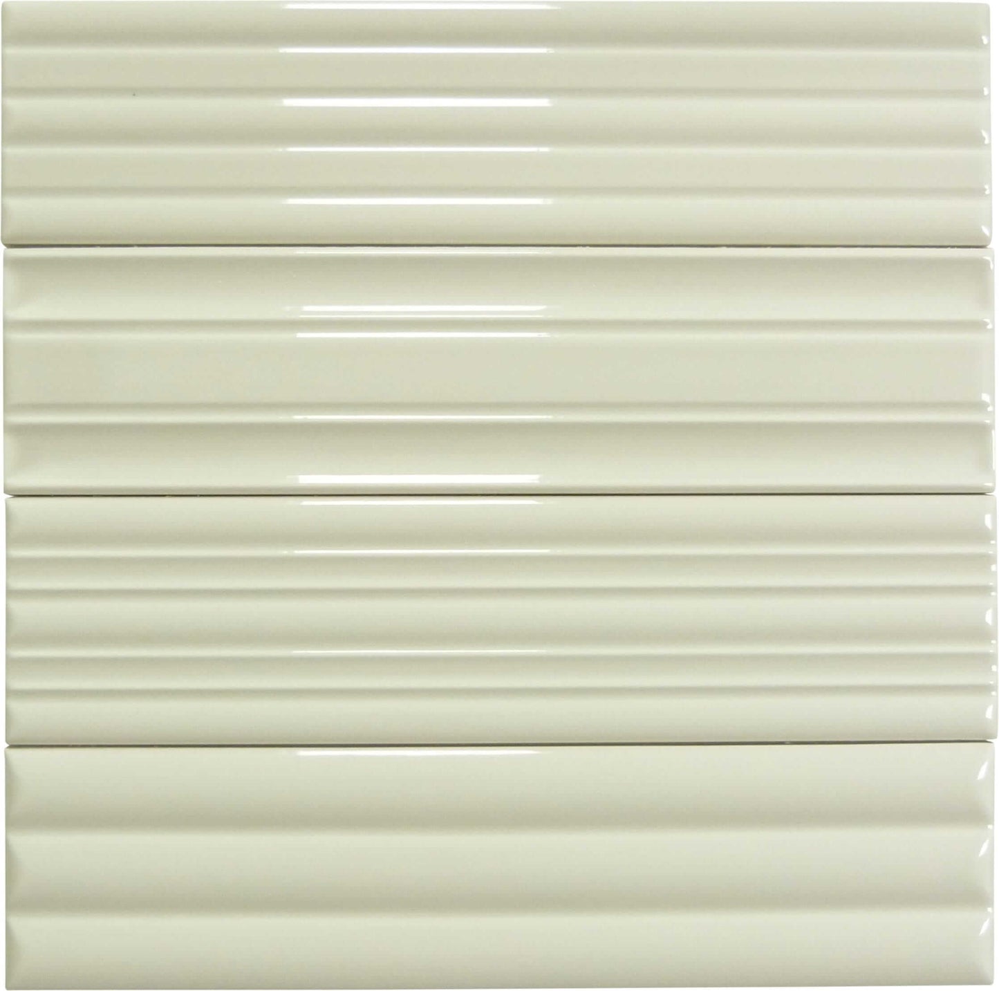 In Collection Lines Cream Decorative Mix 3" x 12" Glossy Ceramic Subway Tile Euro Glass