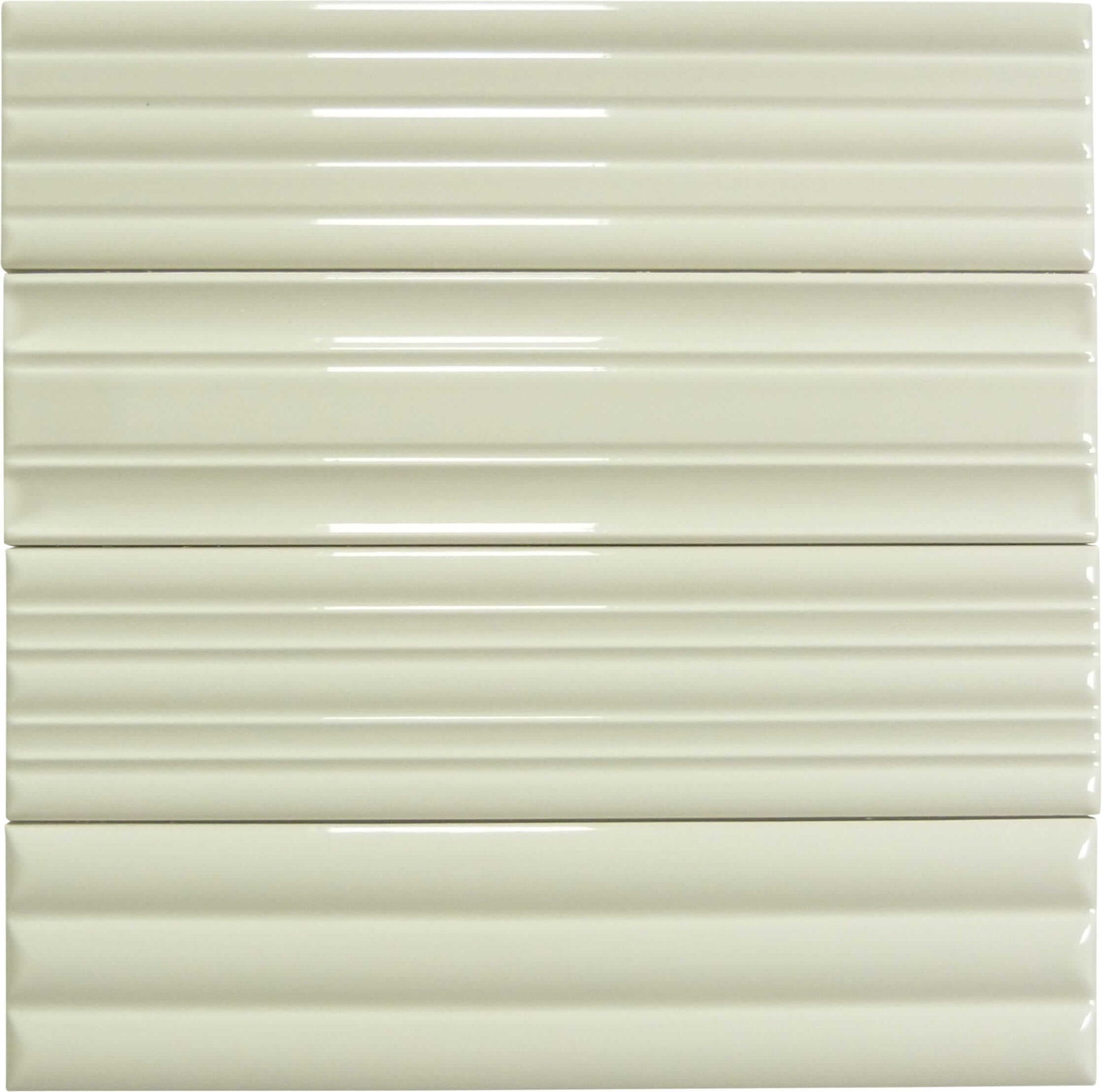 In Collection Lines Cream Decorative Mix 3" x 12" Glossy Ceramic Subway Tile Euro Glass