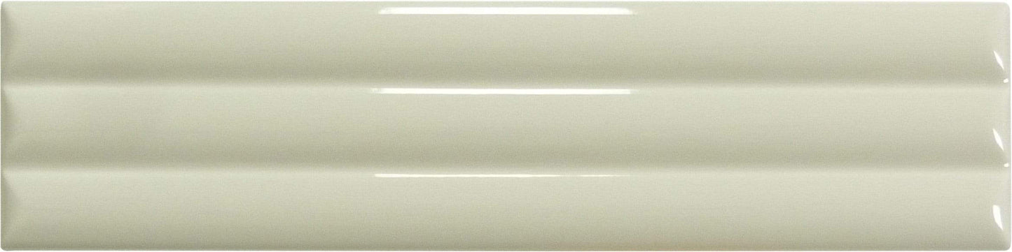 In Collection Lines Cream Decorative Mix 3" x 12" Glossy Ceramic Subway Tile Euro Glass