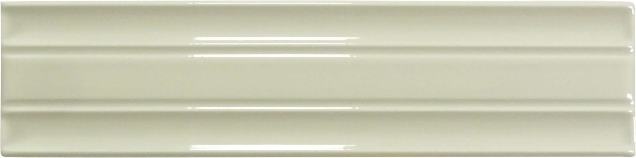 In Collection Lines Cream Decorative Mix 3" x 12" Glossy Ceramic Subway Tile Euro Glass