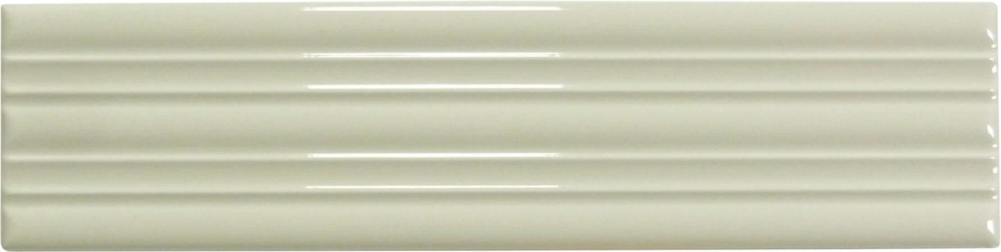 In Collection Lines Cream Decorative Mix 3" x 12" Glossy Ceramic Subway Tile Euro Glass