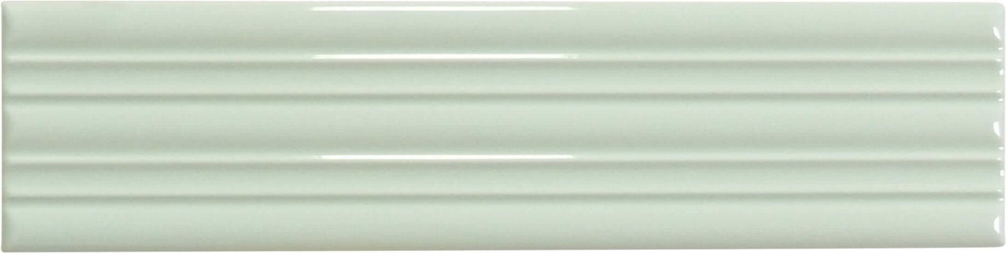 In Collection Lines Mint Green Decorative Mix 3" x 12" Glossy Ceramic Subway Tile Euro Glass