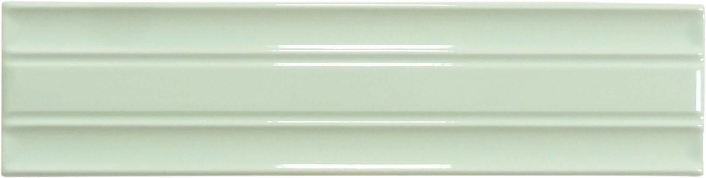 In Collection Lines Mint Green Decorative Mix 3" x 12" Glossy Ceramic Subway Tile Euro Glass