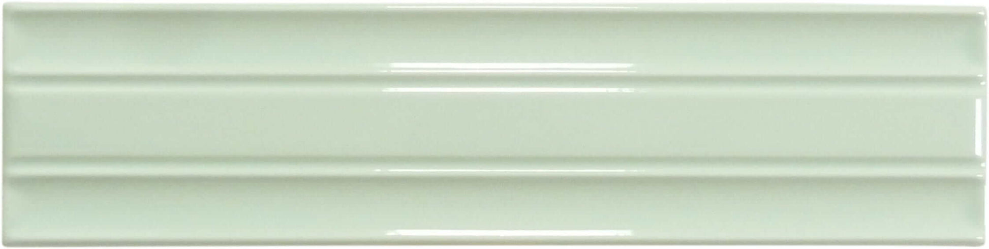 In Collection Lines Mint Green Decorative Mix 3" x 12" Glossy Ceramic Subway Tile Euro Glass