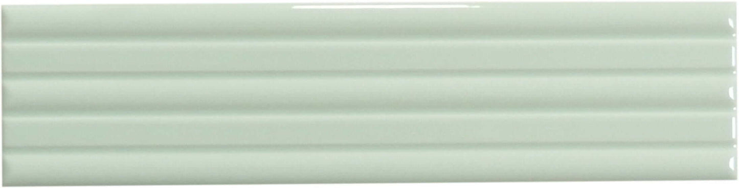 In Collection Lines Mint Green Decorative Mix 3" x 12" Glossy Ceramic Subway Tile Euro Glass