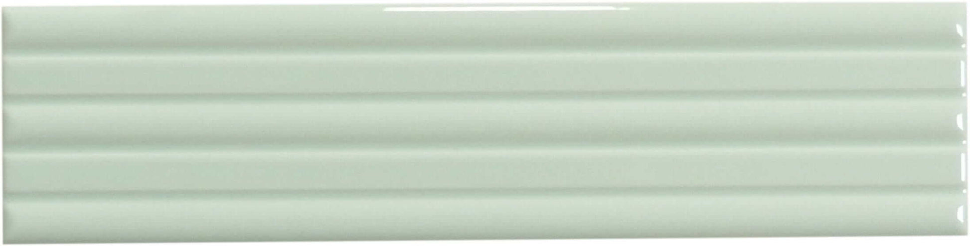 In Collection Lines Mint Green Decorative Mix 3" x 12" Glossy Ceramic Subway Tile Euro Glass