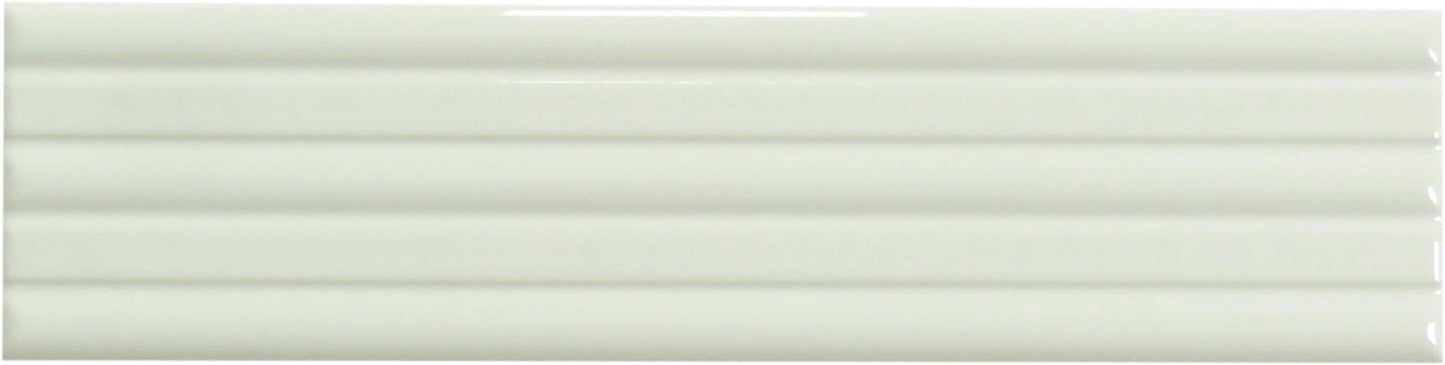 In Collection Lines White Decorative Mix 3" x 12" Glossy Ceramic Subway Tile Euro Glass