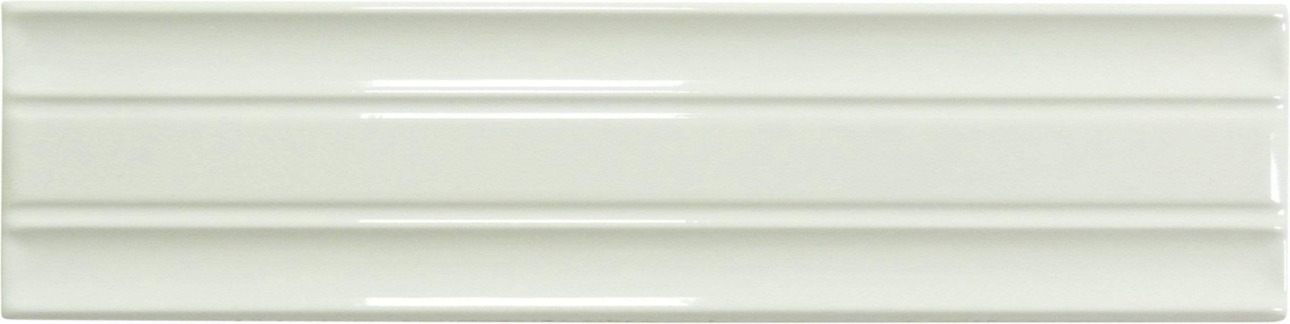 In Collection Lines White Decorative Mix 3" x 12" Glossy Ceramic Subway Tile Euro Glass