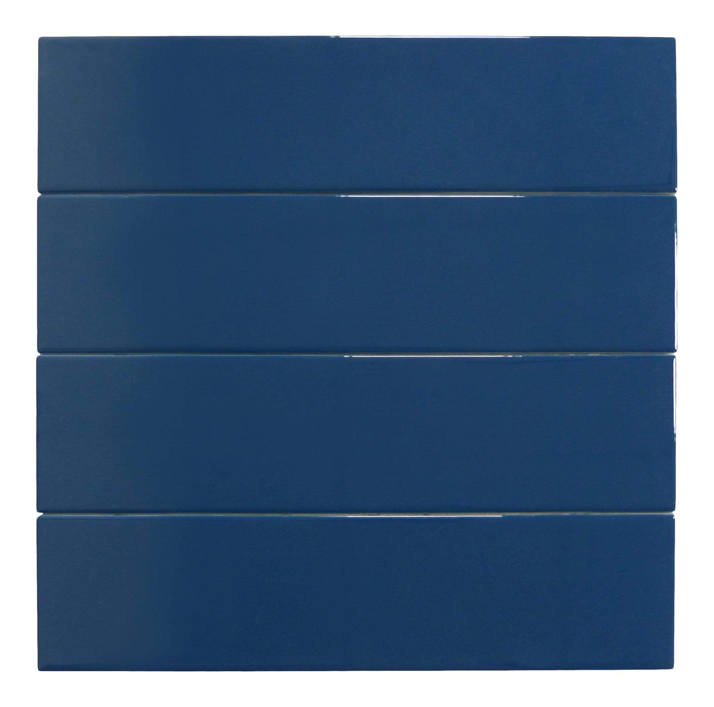 In Collection Plain Blue 3" x 12" Glossy Ceramic Subway Tile Euro Glass