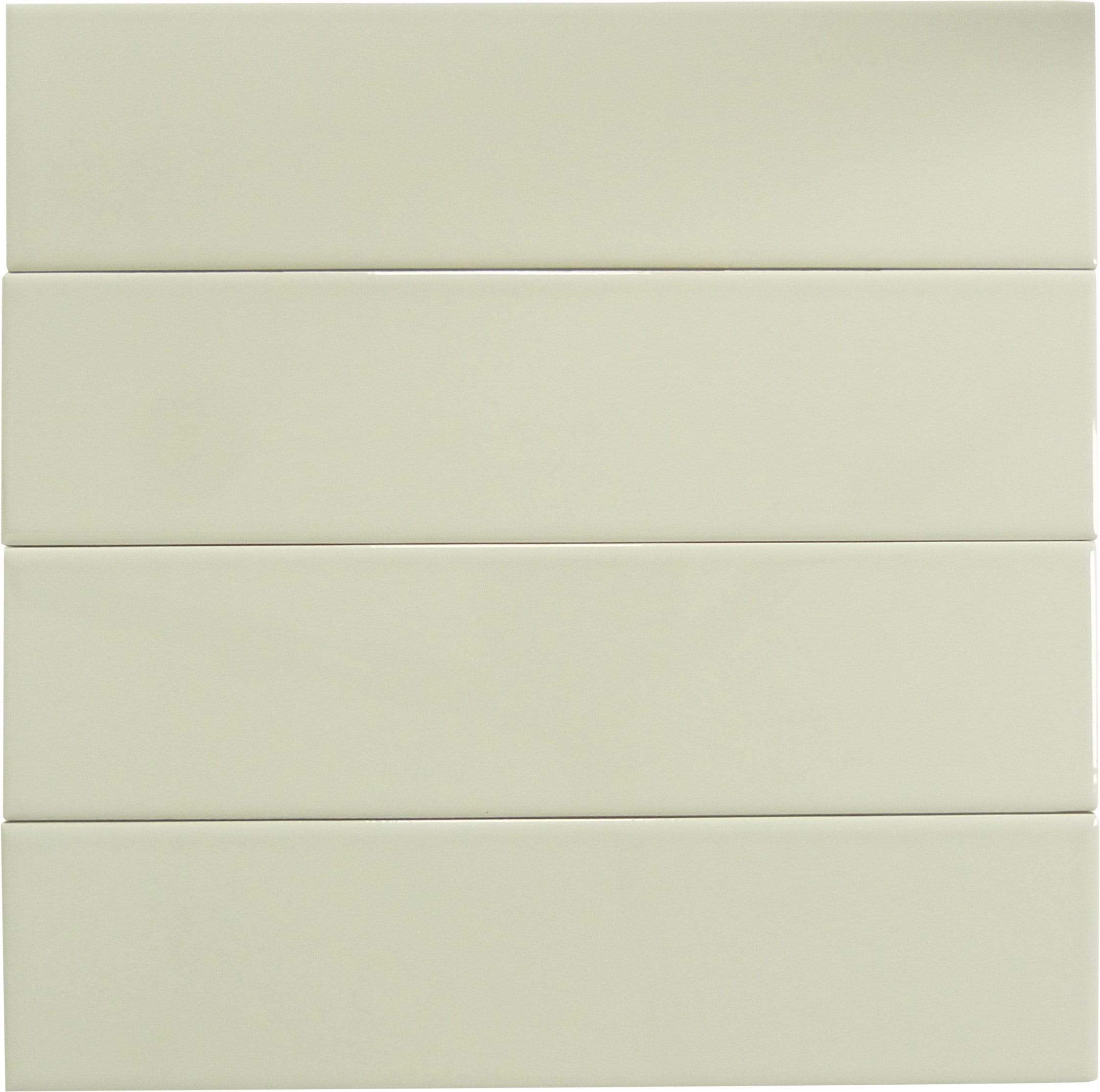 In Collection Plain Cream 3" x 12" Glossy Ceramic Subway Tile Euro Glass