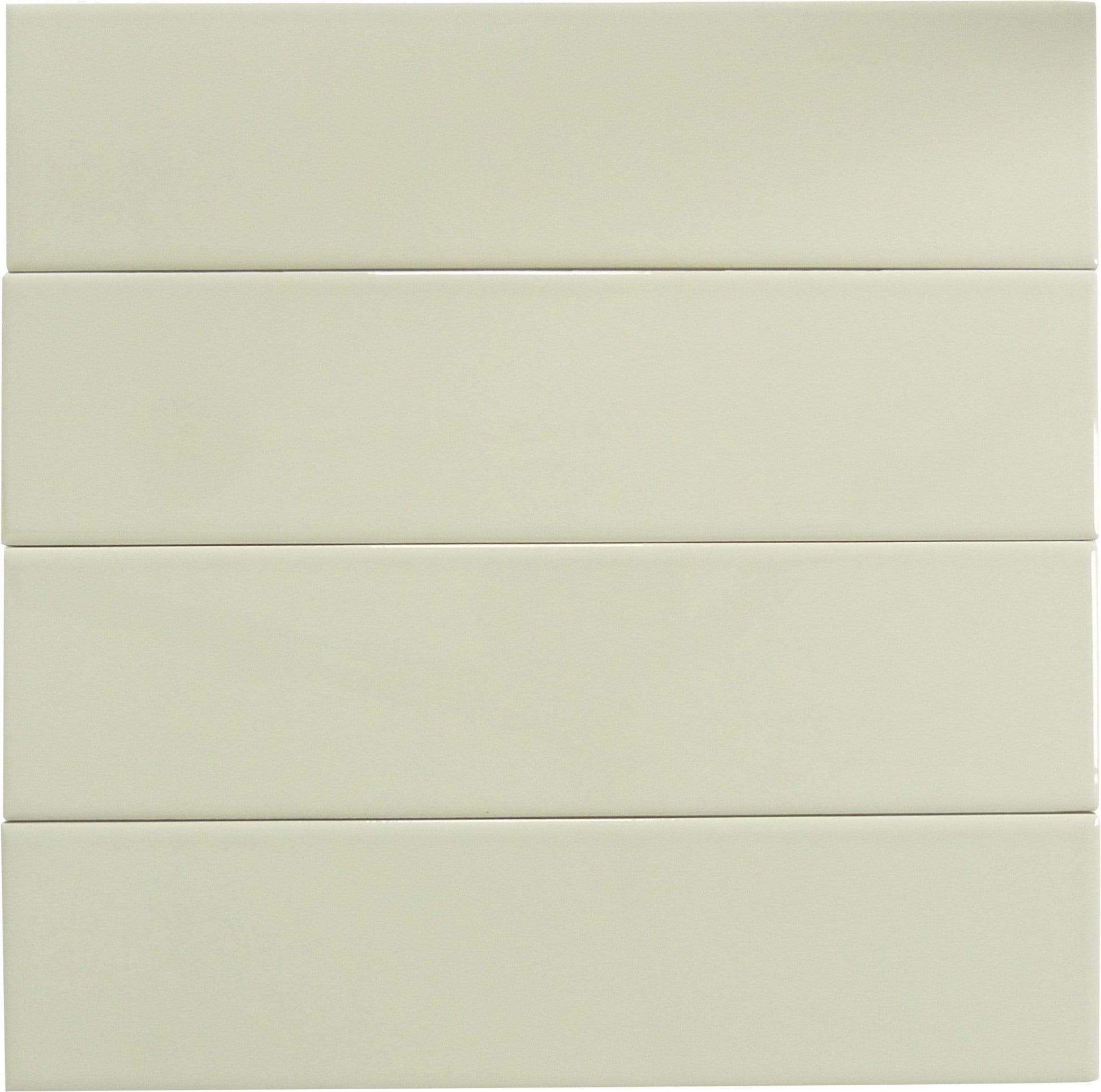 In Collection Plain Cream 3" x 12" Glossy Ceramic Subway Tile Euro Glass