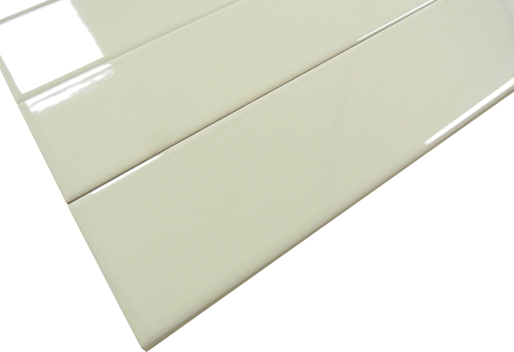 In Collection Plain Cream 3" x 12" Glossy Ceramic Subway Tile Euro Glass