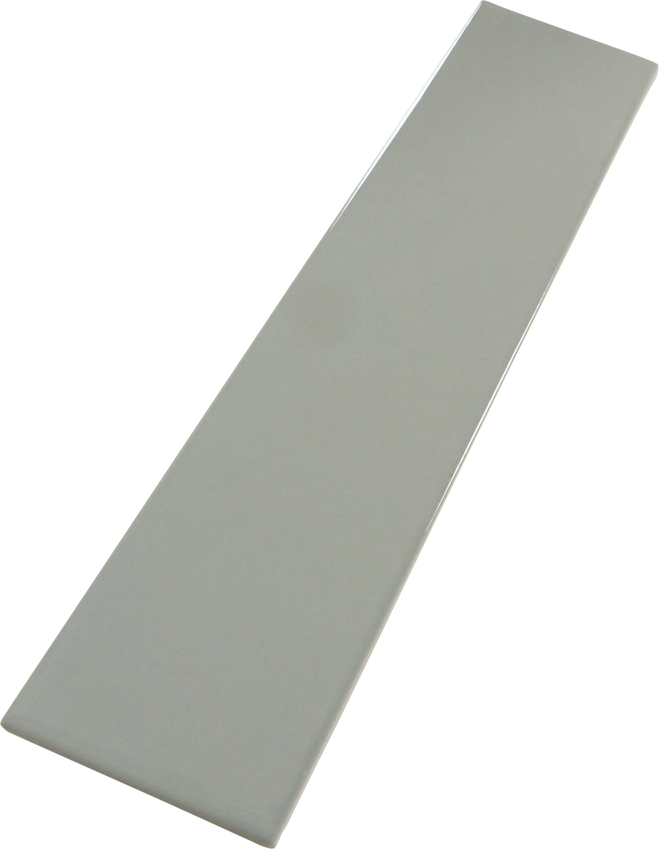 In Collection Plain Grey 3" x 12" Glossy Ceramic Subway Tile Euro Glass