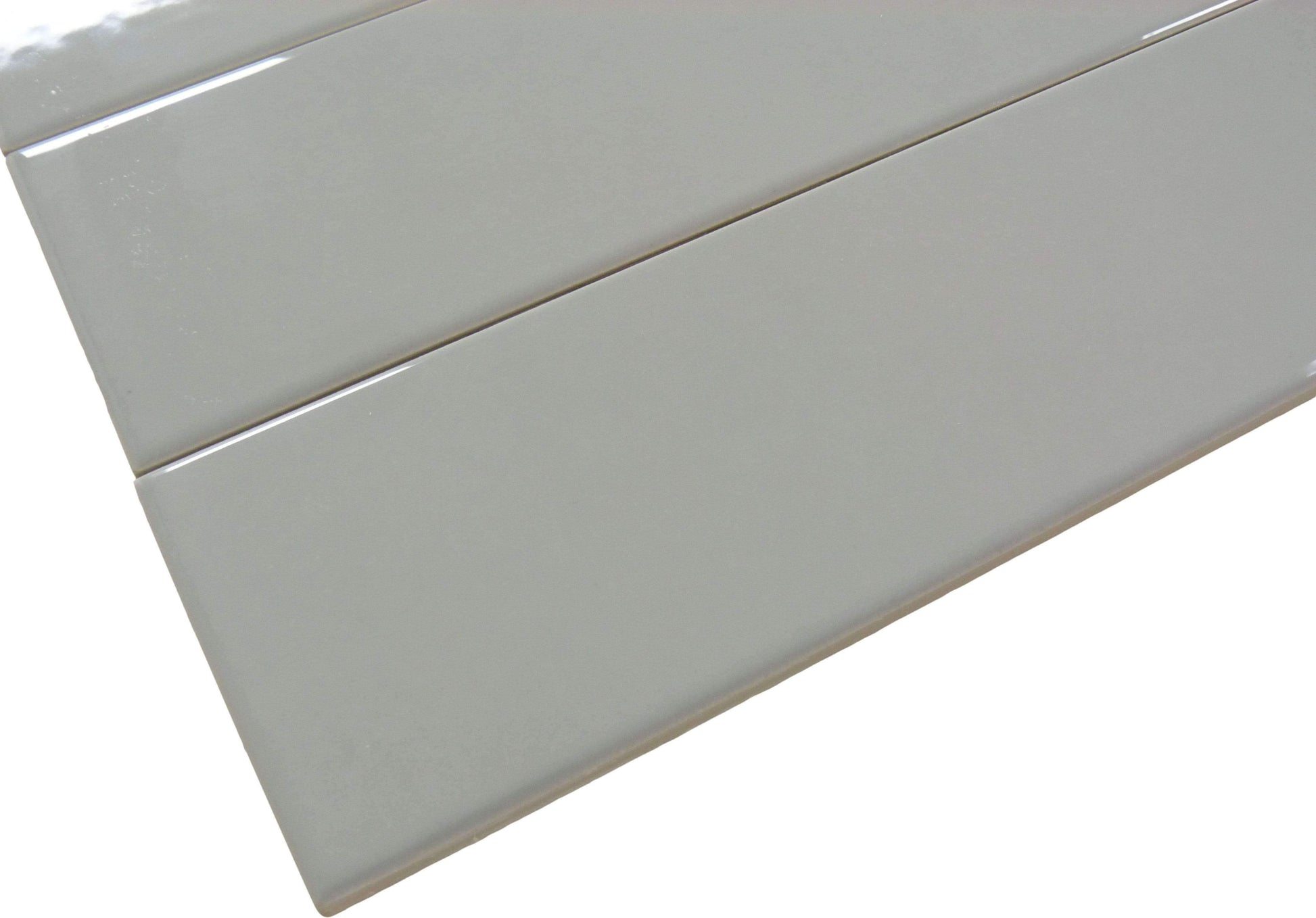 In Collection Plain Grey 3" x 12" Glossy Ceramic Subway Tile Euro Glass