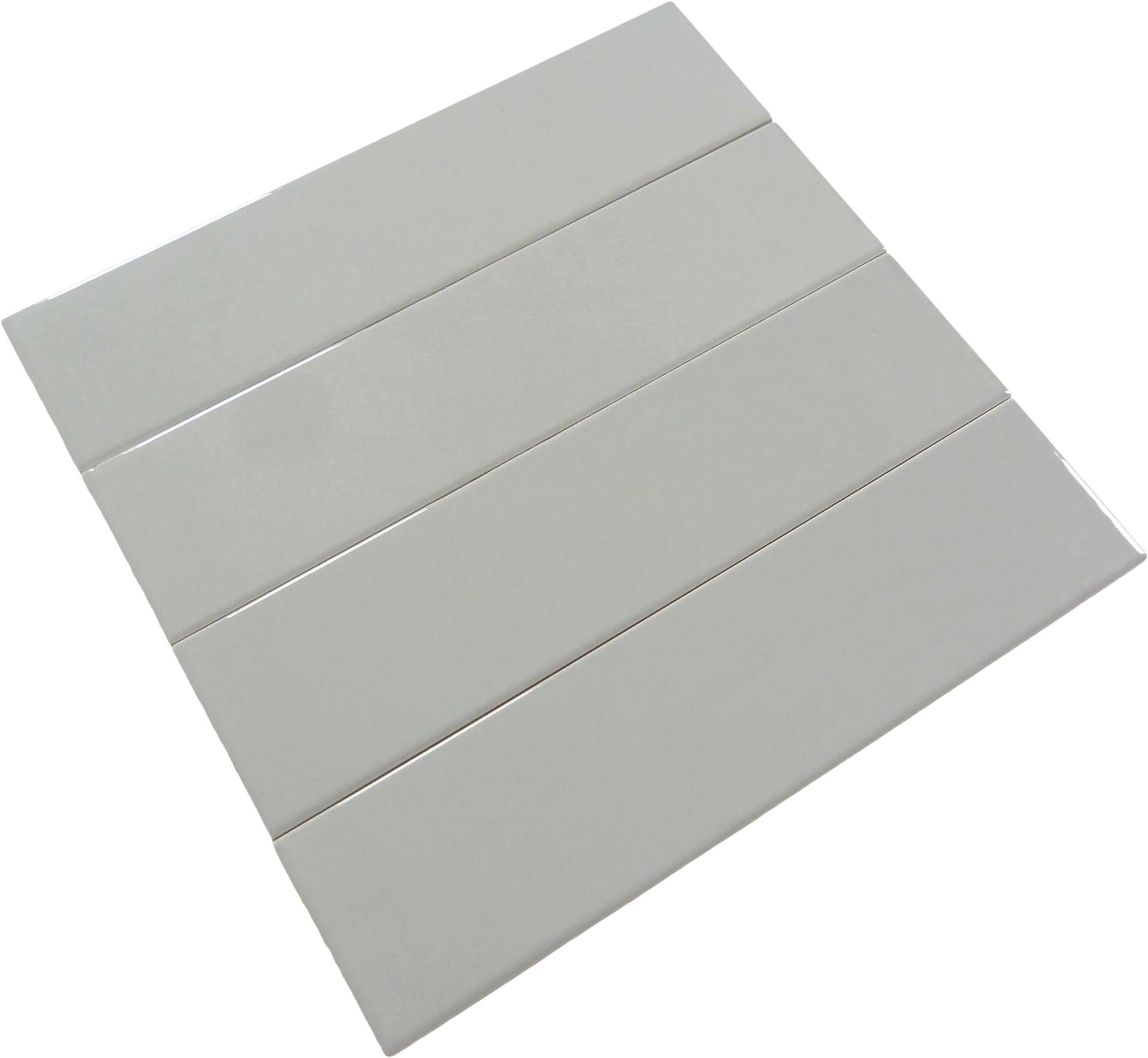 In Collection Plain Grey 3" x 12" Glossy Ceramic Subway Tile Euro Glass