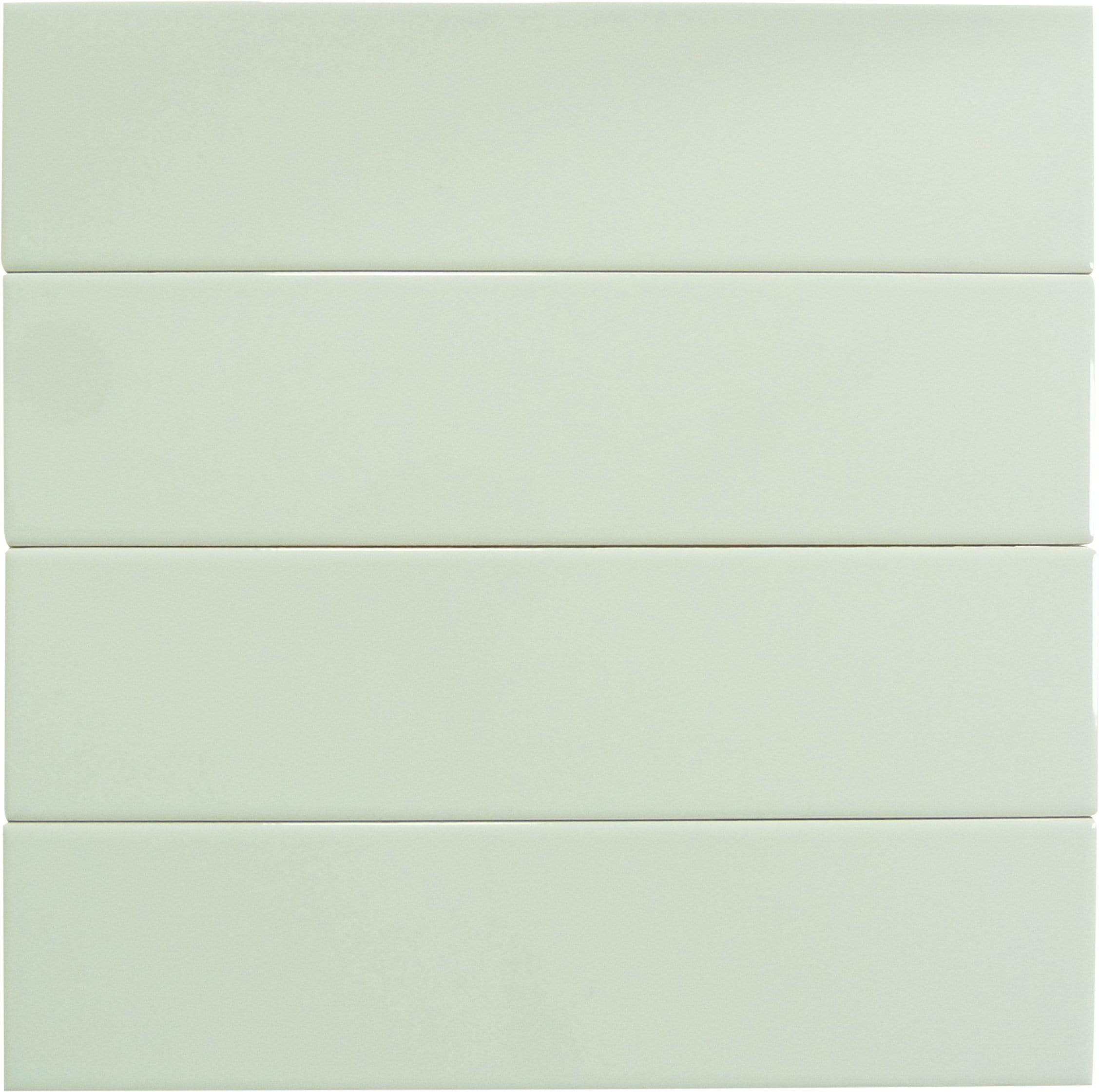 In Collection Plain Mint Green 3" x 12" Glossy Ceramic Subway Tile Euro Glass