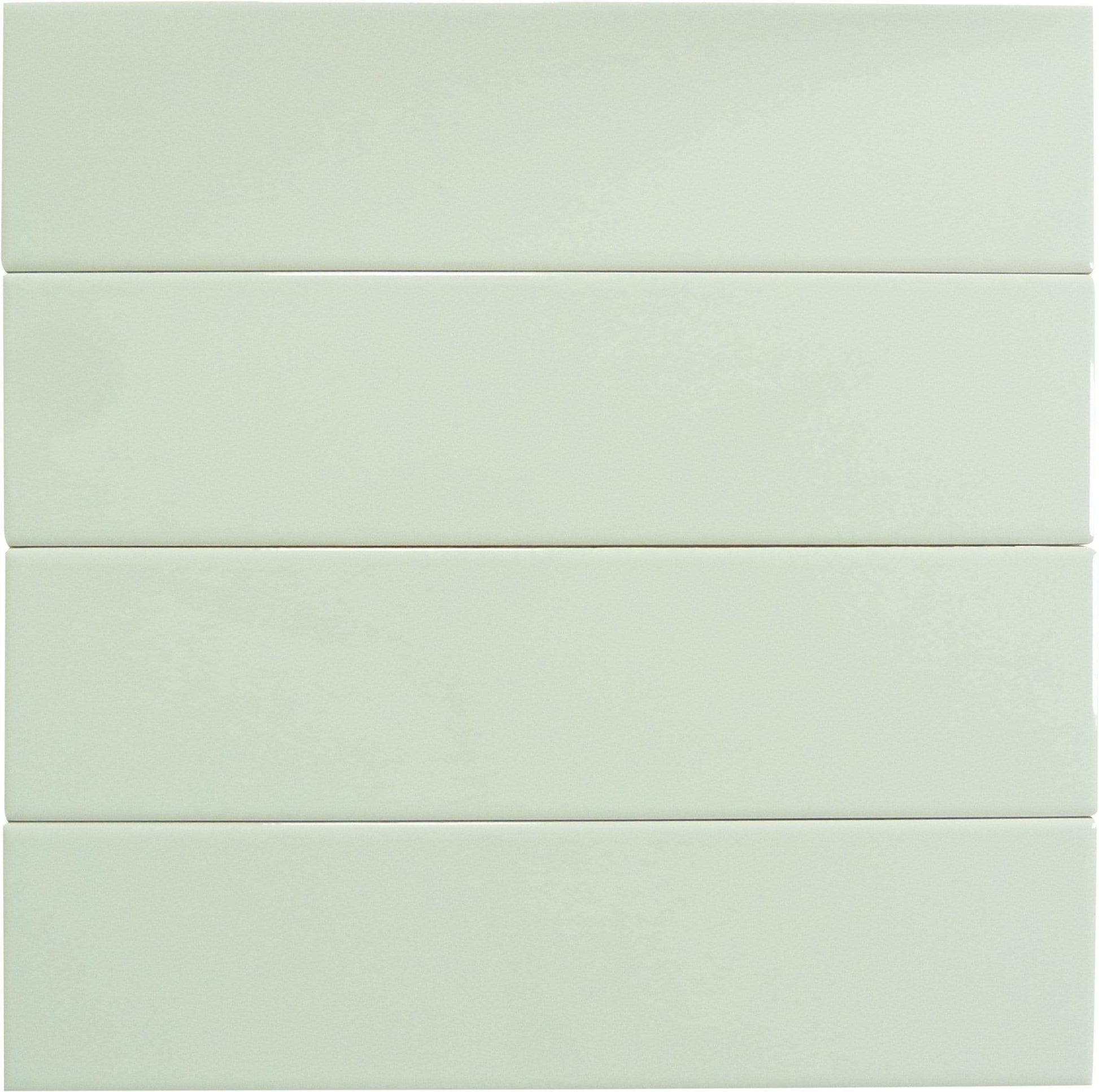 In Collection Plain Mint Green 3" x 12" Glossy Ceramic Subway Tile Euro Glass