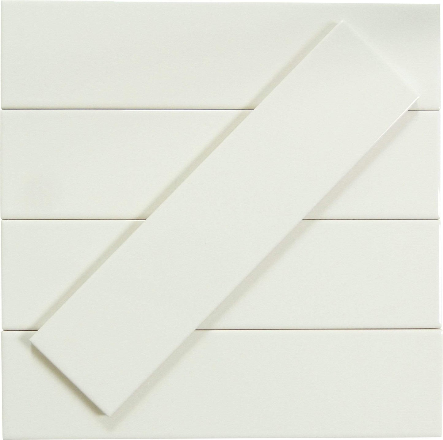 In Collection Plain White 3" x 12" Glossy Ceramic Subway Tile Euro Glass