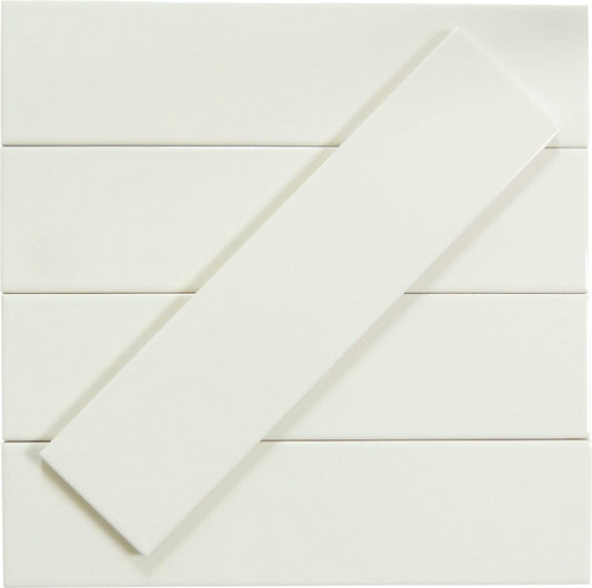 In Collection Plain White 3" x 12" Glossy Ceramic Subway Tile Euro Glass