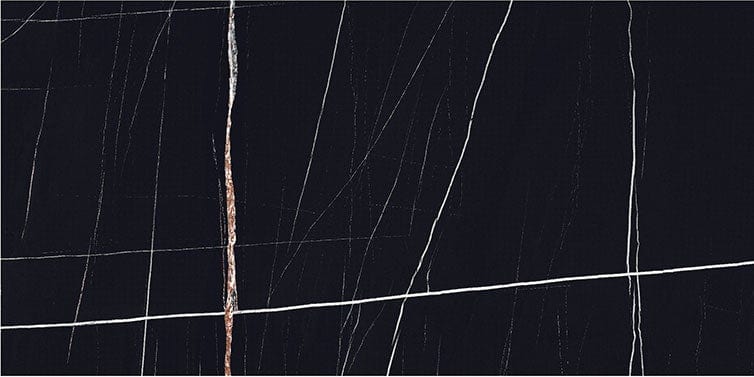 Sahara Noir Black 24x48 Polished Porcelain Tile Euro Glass