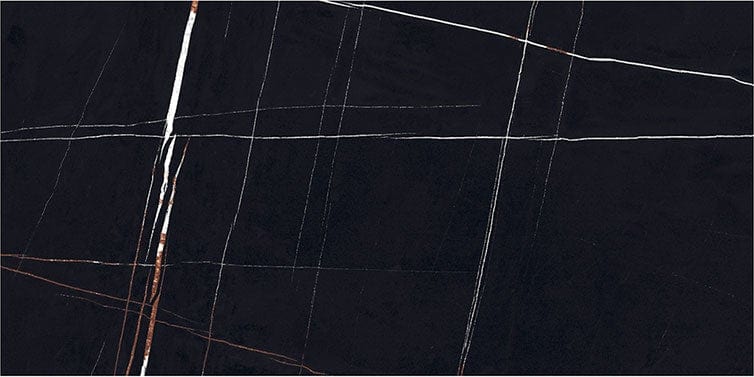 Sahara Noir Black 24x48 Polished Porcelain Tile Euro Glass