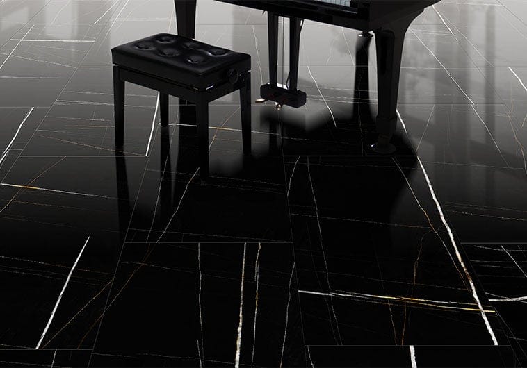 Sahara Noir Black 24x48 Polished Porcelain Tile Euro Glass