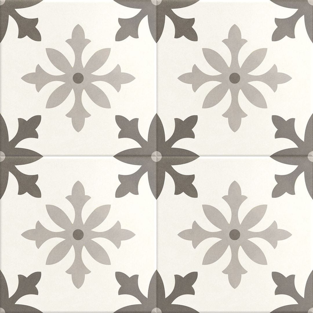 Florencial Sutori Flora Brown 8x8 Matte Porcelain Tile Euro Glass