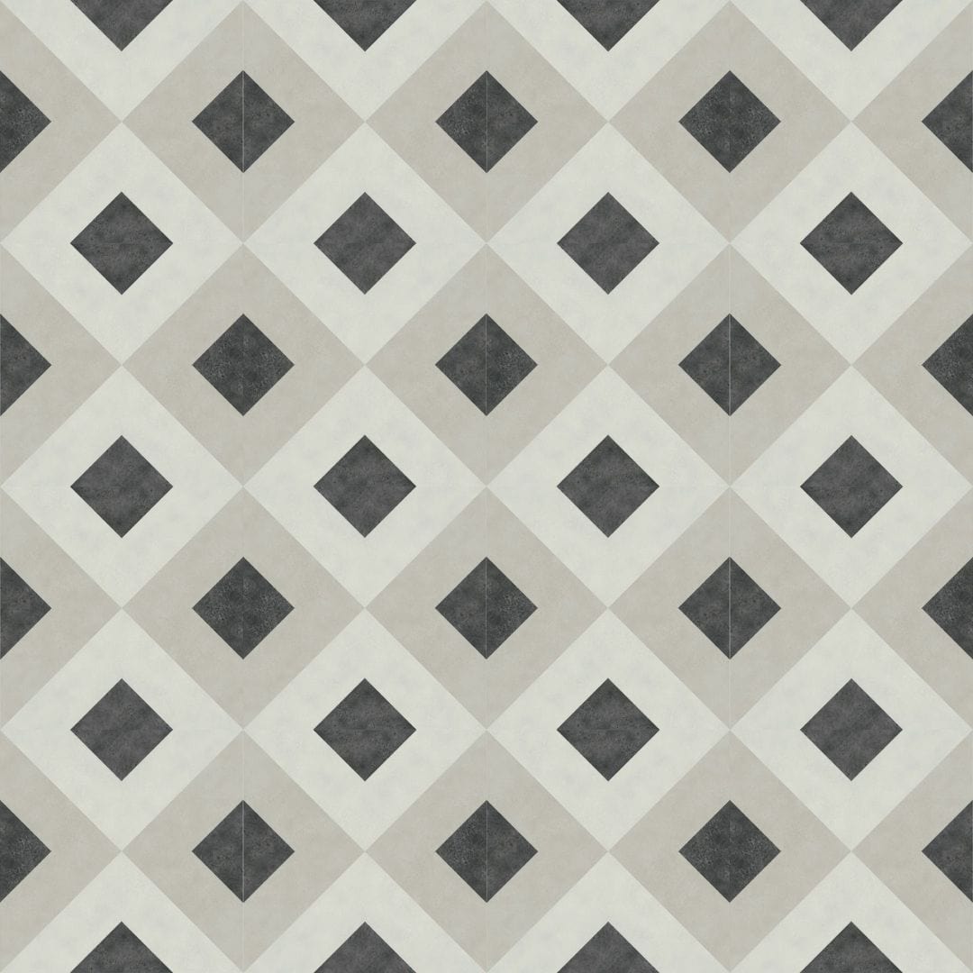 Vincenzia Royale Florenzo Black 6x6 Matte Porcelain Tile Euro Glass