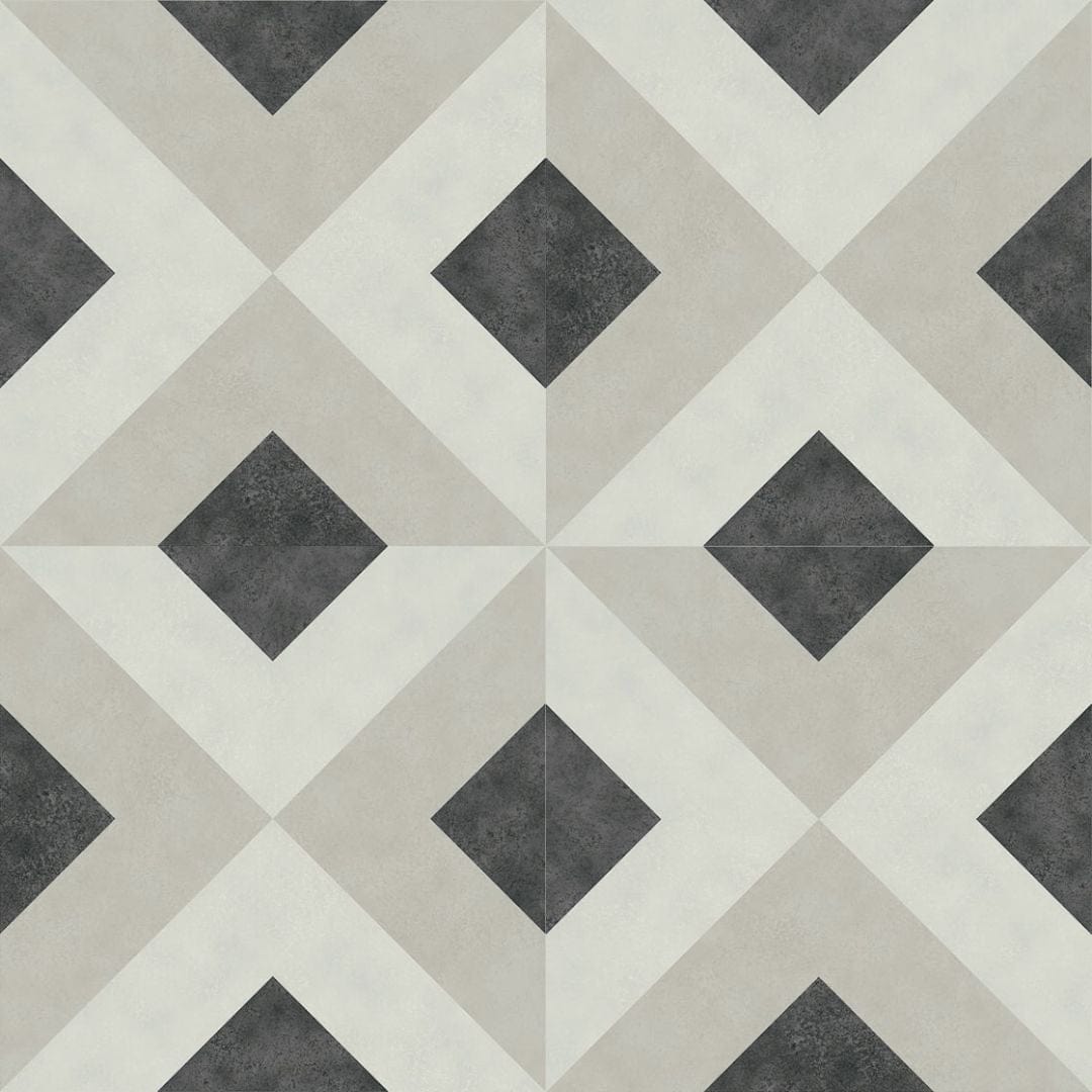 Vincenzia Royale Florenzo Black 6x6 Matte Porcelain Tile Euro Glass