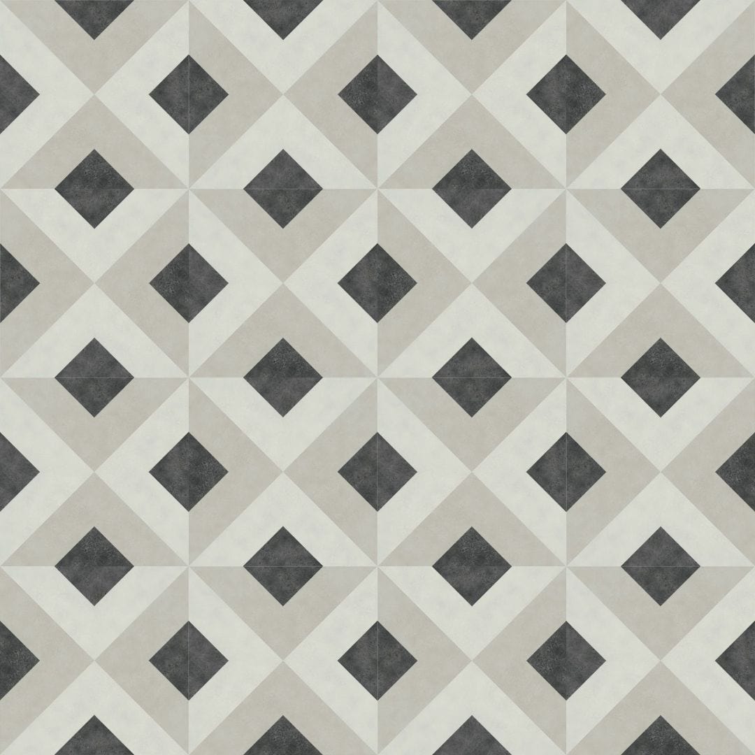 Vincenzia Royale Florenzo Black 6x6 Matte Porcelain Tile Euro Glass