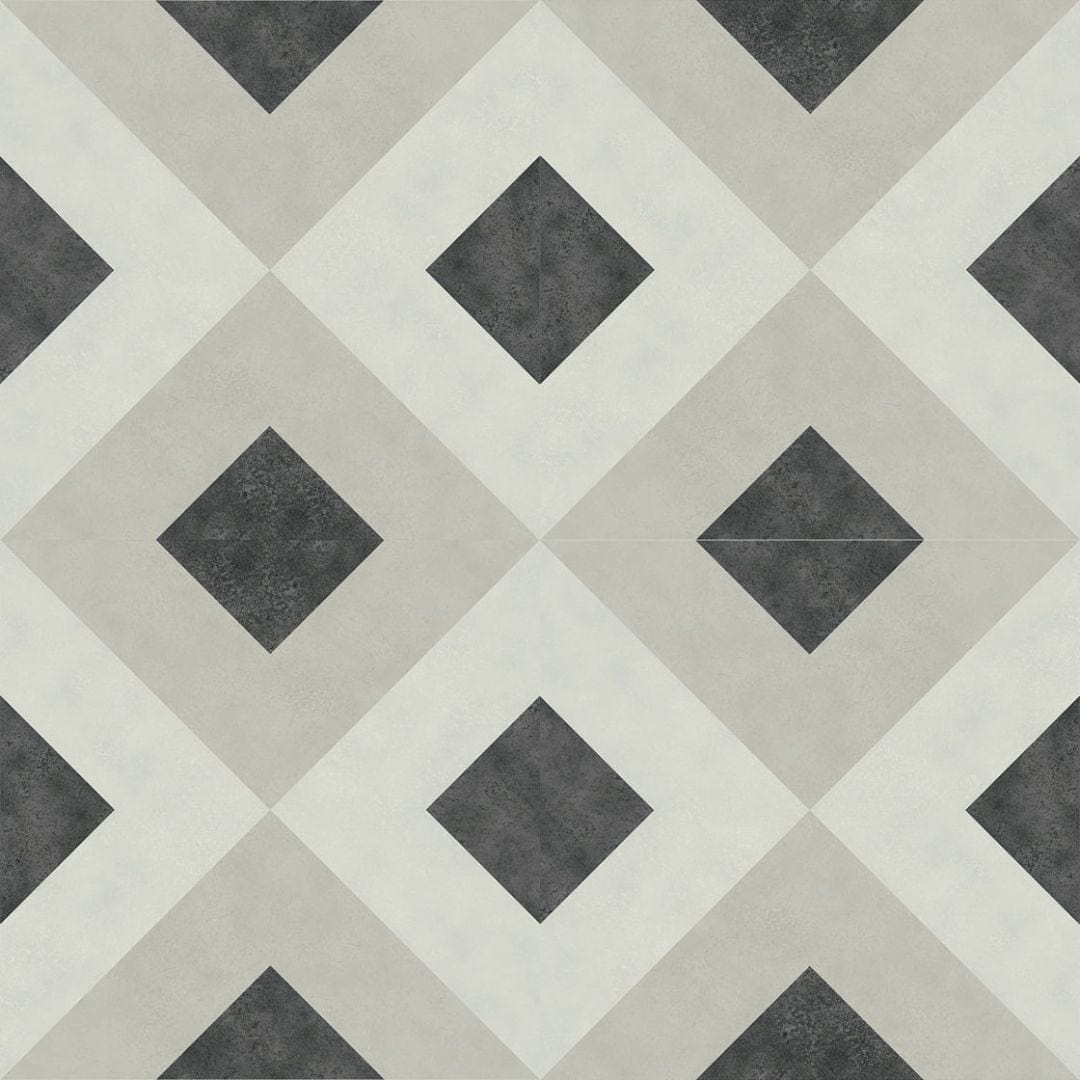 Vincenzia Royale Florenzo Black 6x6 Matte Porcelain Tile Euro Glass