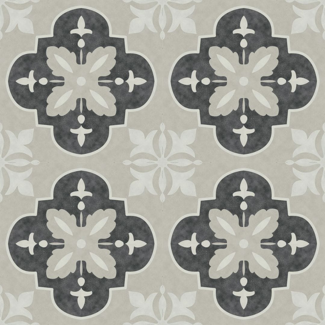 Vincenzia Royale Bella Nora Black 6x6 Matte Porcelain Tile Euro Glass
