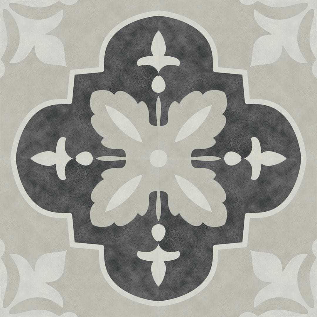 Vincenzia Royale Bella Nora Black 6x6 Matte Porcelain Tile Euro Glass