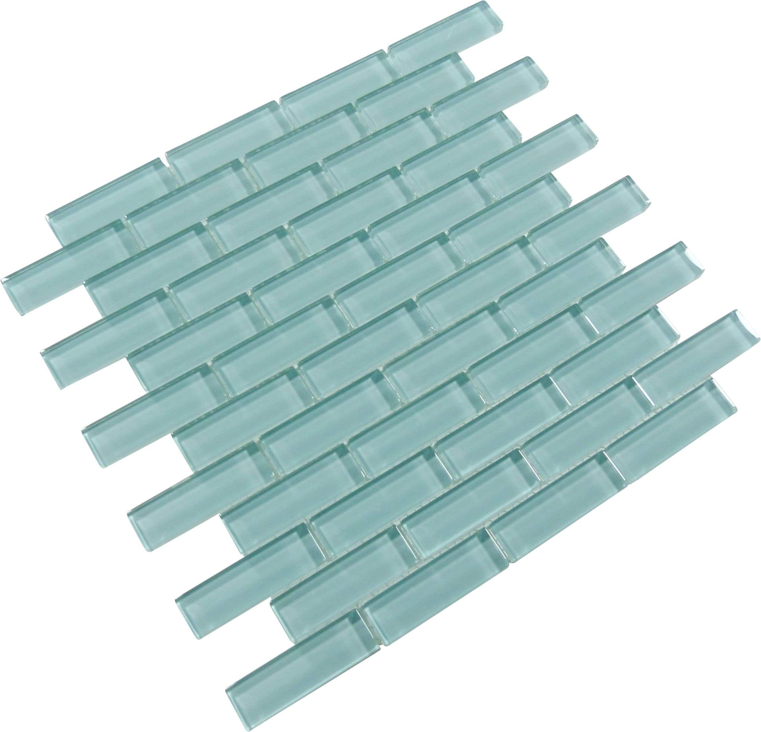 Soft Mint Green 1'' x 3'' Glossy Glass Tile Euro Glass