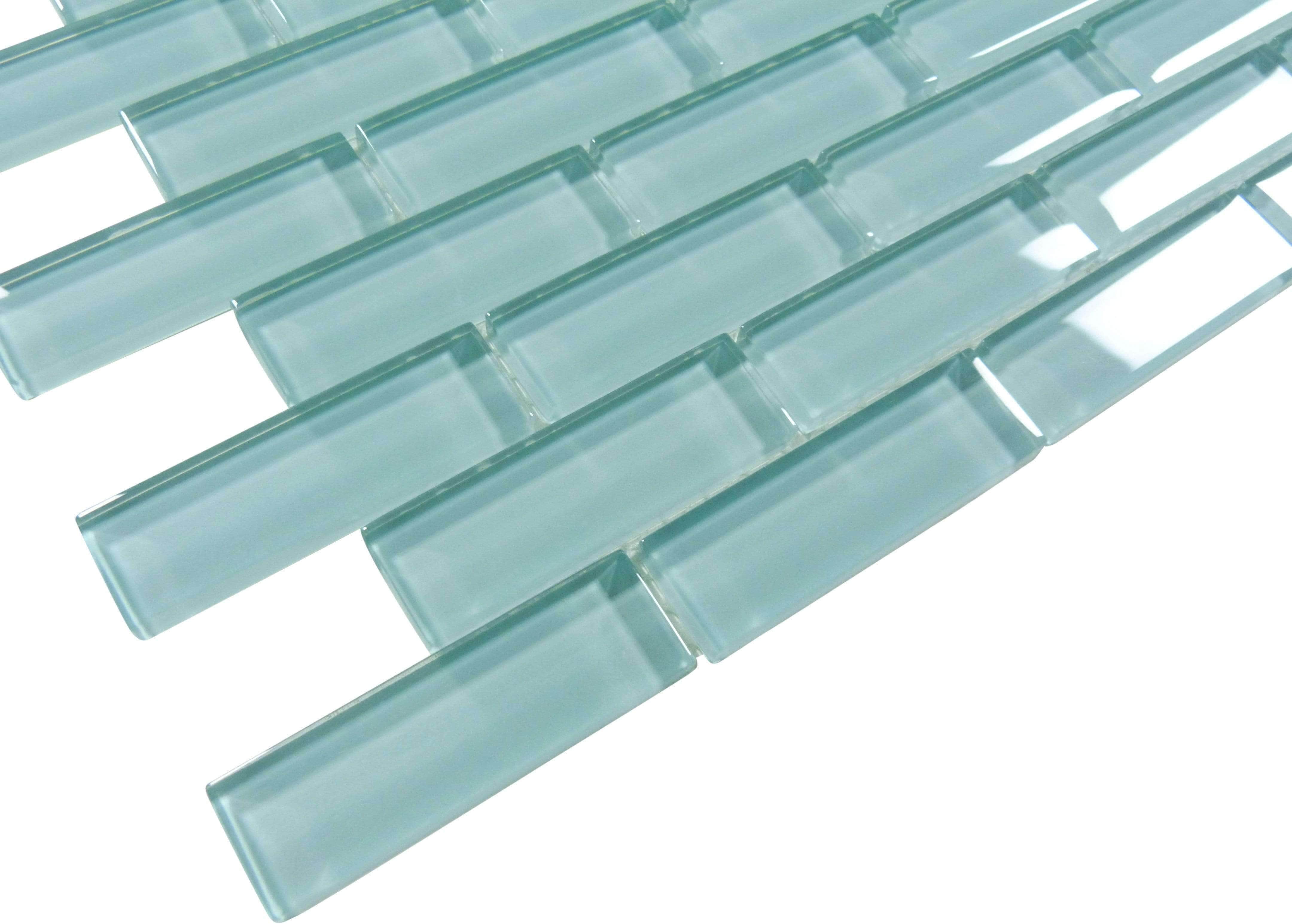 Soft Mint Green 1'' x 3'' Glossy Glass Tile Euro Glass