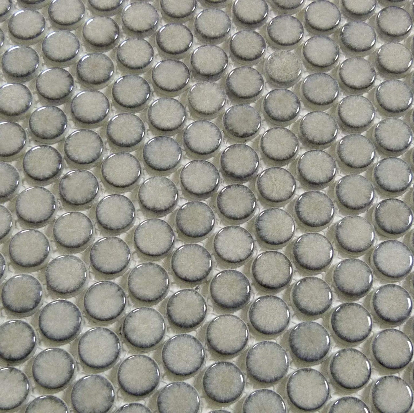 Greenwich Downtown Fervor Grey Penny Round Recycled Glossy Glass Pool Tile Euro Glass