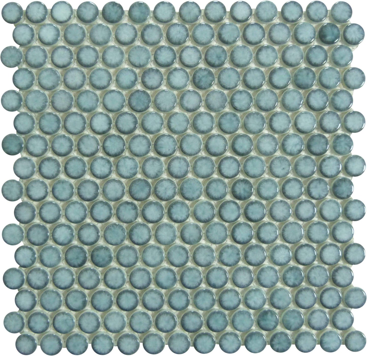 Greenwich Historic Grand Blue Penny Round Recycled Glossy Glass Pool Tile Euro Glass