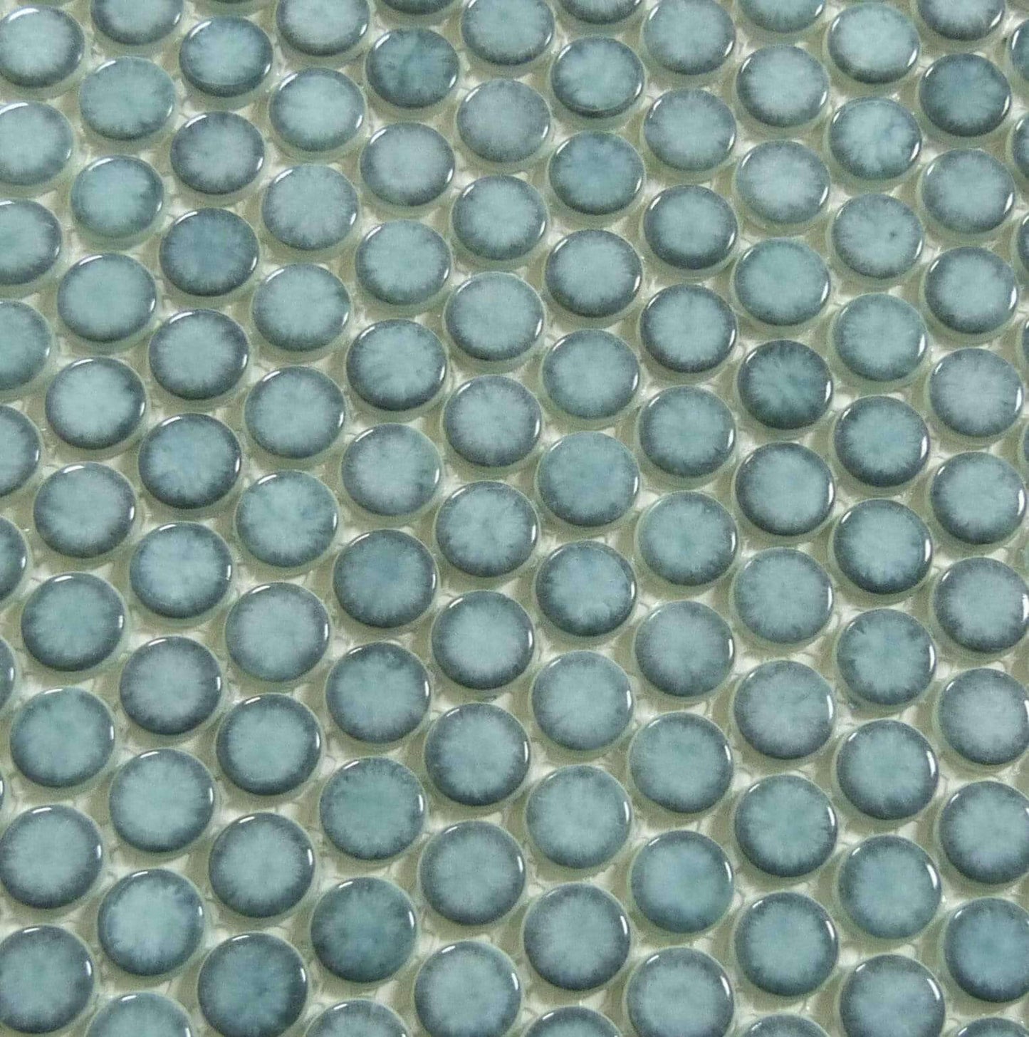 Greenwich Historic Grand Blue Penny Round Recycled Glossy Glass Pool Tile Euro Glass